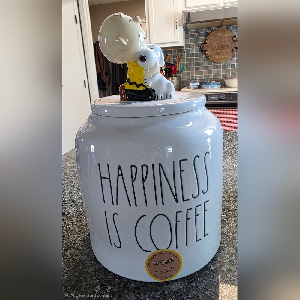 Rae Dunn White Coffee Canister with Dog Lid